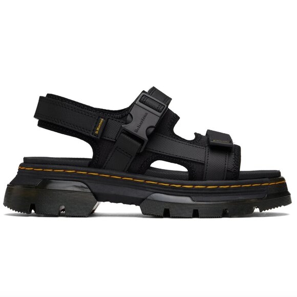 Dr. Martens Black Forster Poly Webbing Sandals Men's 7 Women's 8 - Picture 1 of 6